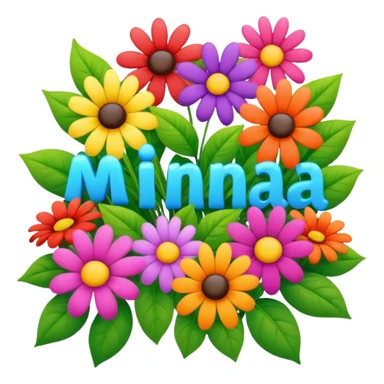Multicolored flowers with happy birthday Mina sign sticker