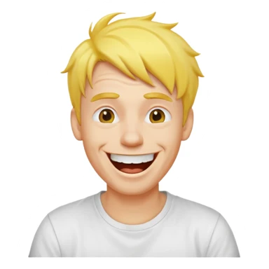 Goofy man with yellow air and white tshirt laughing sticker