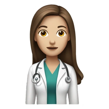 White female doctor with long brown hair  sticker