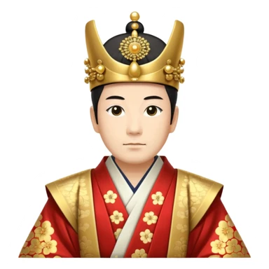 Japanese emperor, Edo period, wearing ceremonial ho and kanmuri, regal pose sticker