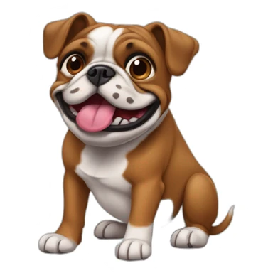 Buldog frances, trompa negra, cara y orejas marrones, sacando la lengua sticker