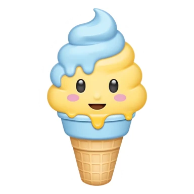 Ice cream emoji, pastel blue & yellow palette
Flat vector, minimal, cute emoji style sticker