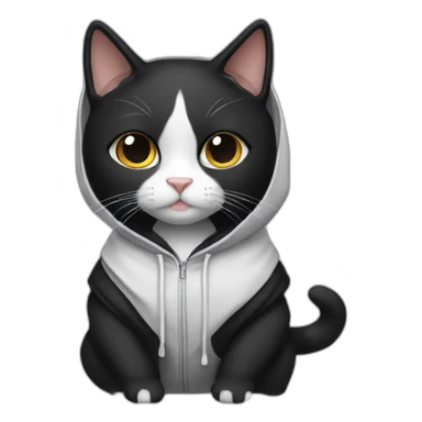 Tuxedo-cat-with-a-black-hoodie sticker