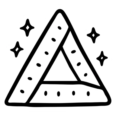 triangle shape gym icon, hand drawn black outlined style sticker
