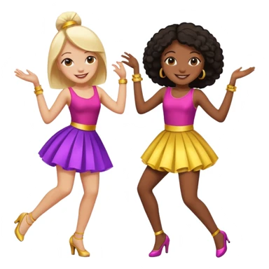 Best friends dancing at a party: one black girl one white girl sticker