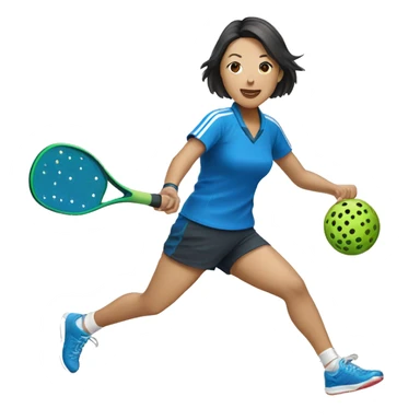 Japanese woman playing pickleball sticker