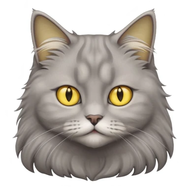 grey fluffy british long hair cat with yellow eyes cuteer without furr in the ears sticker