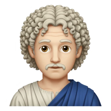 Emoji philosophe grec antique avec tout ce qui sont suivis donc les cheveux bouclés et tout ça quoi les cheveux blancs sticker
