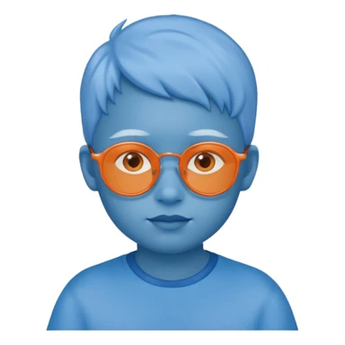 blue skinned orange glassed child sticker