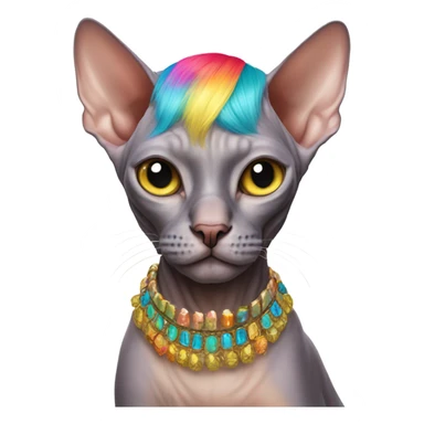 sphynx cat with wig sticker
