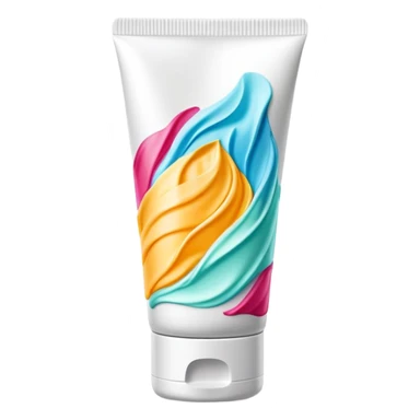 empty, crumpled, very wrinkled hand cream tube with cap on, colorful and vibrant design, looks like a beauty product sticker
