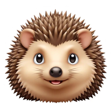 Cinematic Cute Hedgehog Portrait Emoji, Head tilted playfully and inquisitively, featuring a fluffy, spiky brown Fur with an irresistibly cute, round face and tiny ears, round, sparkling eyes filled with curious wonder, Simplified yet irresistibly adorable features, highly detailed, glowing with a warm, friendly glow, high shine, affectionate and quirky, stylized with a touch of woodland whimsy, bright and endearing, soft glowing outline, capturing the essence of a mischievous yet loving hedgehog, so playful it feels like it could roll out of the screen and into your arms! sticker