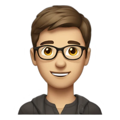 Classy short-brown-haired, bitter, bespectacled young man throwing grapes sticker