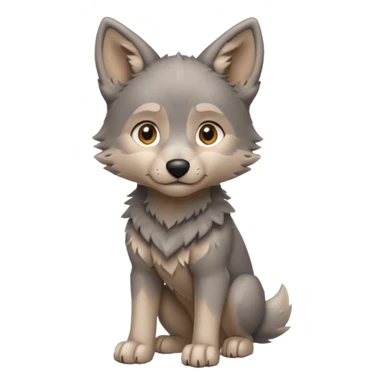 Wolf pup with soft fur and alert ears, half body, standing sticker