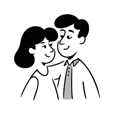 hand drawn doodle of two parents, no background sticker