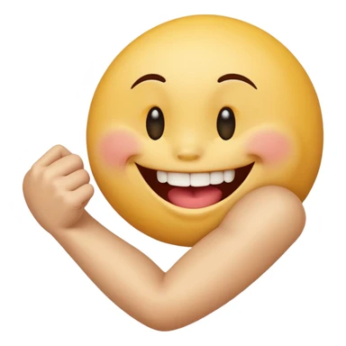 Smiley face biting an arm sticker