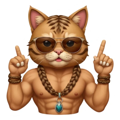 Bodybuilder cat with braids wearing sunglasses with and showing middle finger and cigar in mouth  sticker