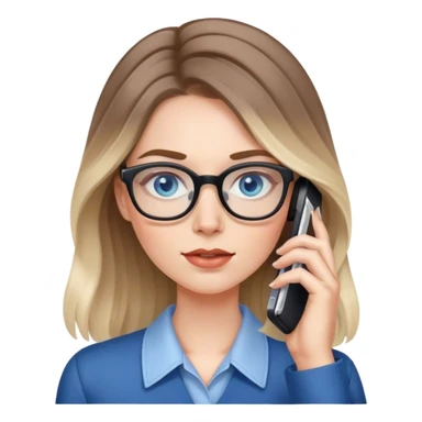  Pale Realistic balage hair woman wearing glasses and blue eyes speaking on 1 cell phone sticker
