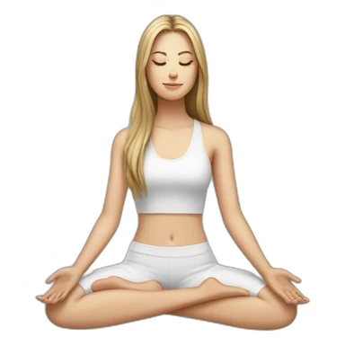 a white girl with long hair is meditating sticker
