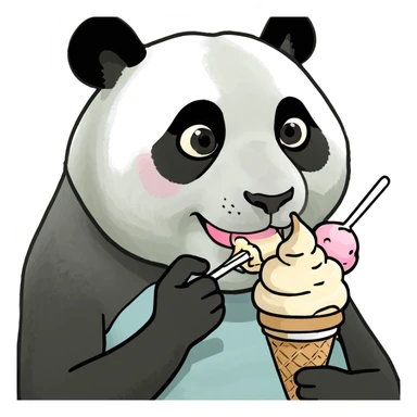Panda eating ice cream sticker