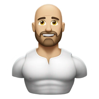 Bald white man with a beard and big muscles sticker