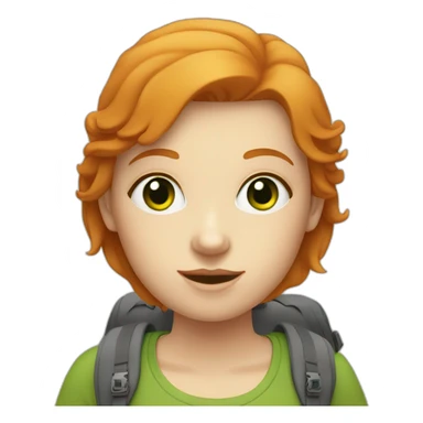 Ginger White girl with green eyes, travelling with map and backpack sticker