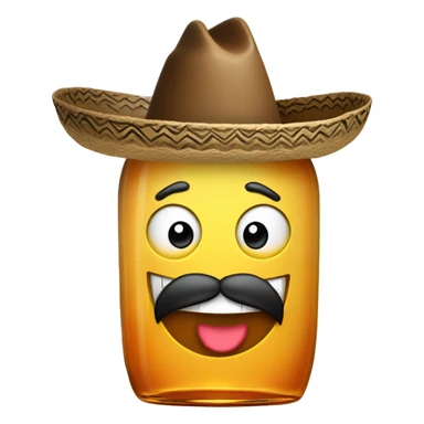 very happy tequila bottle with sombrero and thick mustaches  sticker
