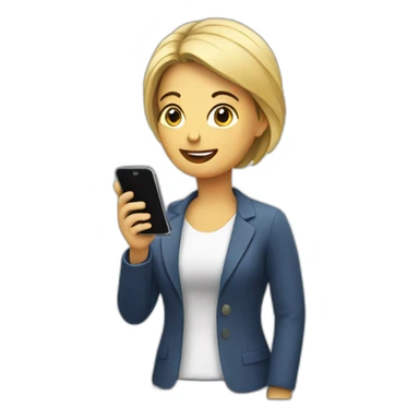 A woman talks to his mobile phone sticker