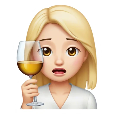 Crying emoji holding wine glass sticker