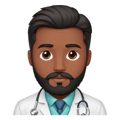 Doctor joven con barba negra y cabello estilo fade color negro con anteojos rectangulos  sticker