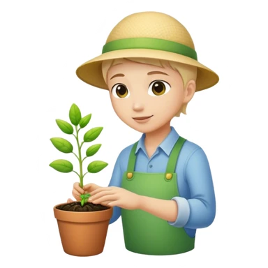 a gardener nurturing a small spout sticker