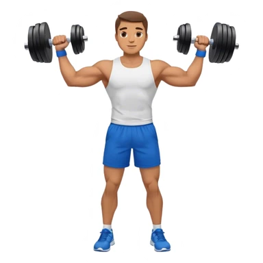 man with blue shorts doing side-lateral raise (T pose) with light dumbbells sticker