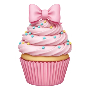 Pink bow wrapped around a cupcake, pastel, chibi style sticker