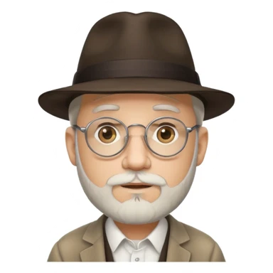 rabbi with white goatee, fedora, round rimmed glasses sticker