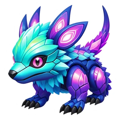  exotic tropical iridescent cyber-Protogen-Fakémon-Pokémon-Vernid-creature sticker