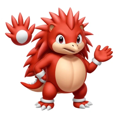 Sonic the hedgehogs friend knuckles a red animal with peach arms and white mittens that have no fingers , he’s a echidna with red eyes sticker