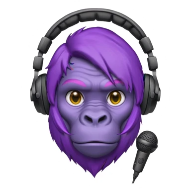 purple haired gorilla head with gaming headset and microphone sticker