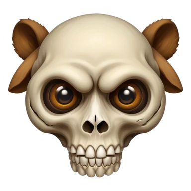 An animal creature-beast-hybrid, a partial skull caps its head, hollow eye sockets staring above its living gaze (full body) sticker
