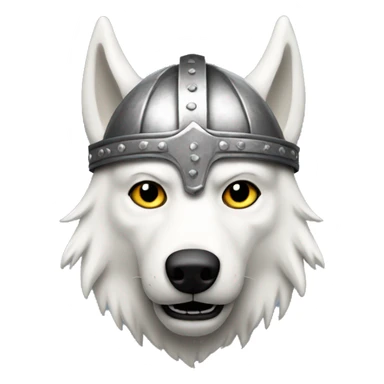 White wolf wearing a viking helmet sticker
