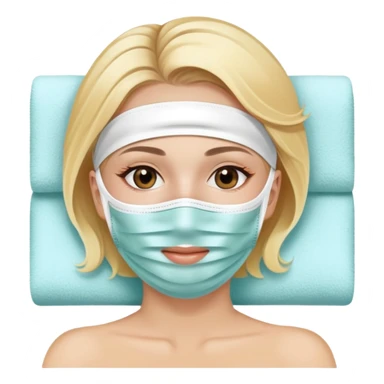 Lady with face mask spa beauty full face relaxing with blonde hair sticker