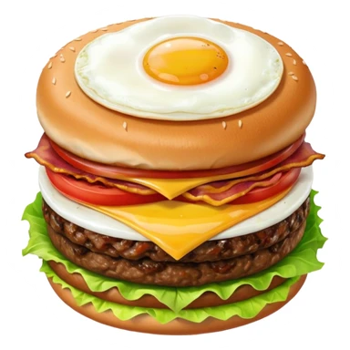 can you make me a breakfast item mixed into a lunch item? so like half burger half breakfast sandwhich. can you make the half be vertical so left side is breakfast sandwhich and right side is a burger sticker