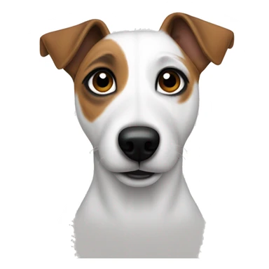 A white Jack Russell Terrier with erect ears and a black spot under its right eye. sticker