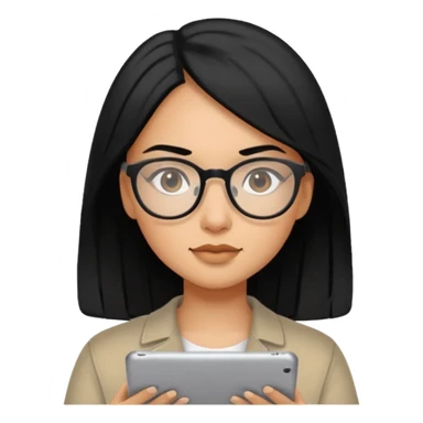 girl web designer with black hair writing on ipad sticker