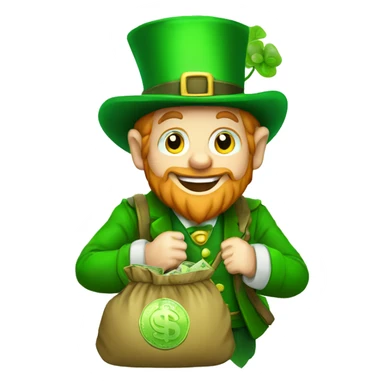 leprechaun with bag of money sticker