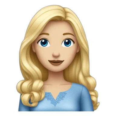 une femme blonde aux yeux bleus avec une robe sticker