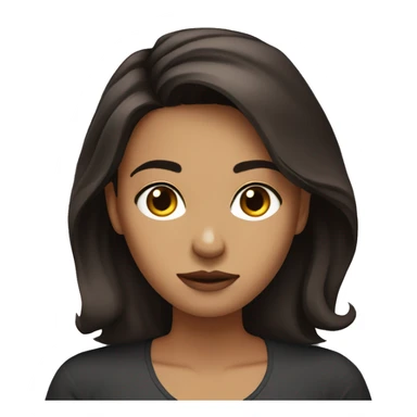 Medium skin medium length dark brown hair with concerned look sticker