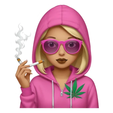 girl smoking weed with pink hoodie with shades sticker