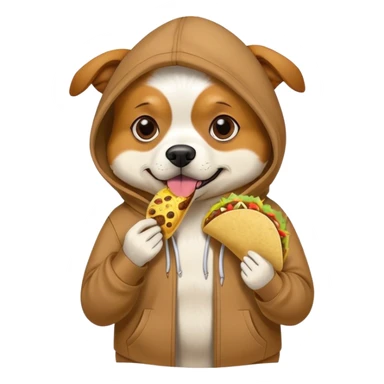 dog wearing hoodie eating a taco sticker