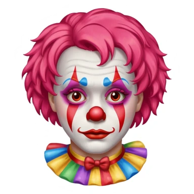 red glitter clown with the sad facial expression sticker