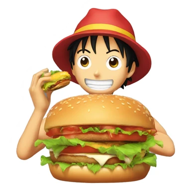 Luffy qui mange un Burger  sticker